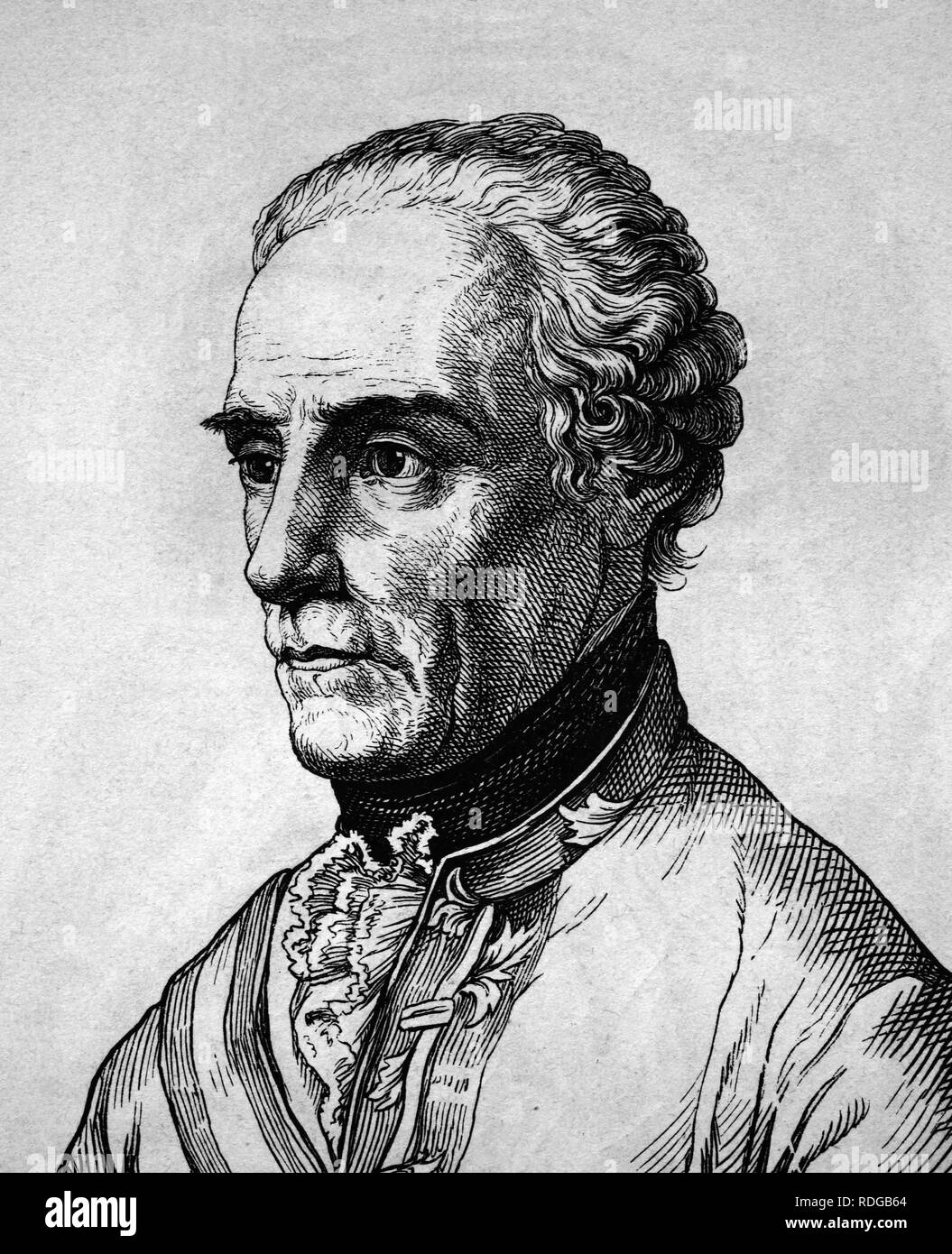 Gideon Ernst Freiherr von Laudon, 1716 - 1790, Austrian general, portrait, historical illustration, 1880 Stock Photo