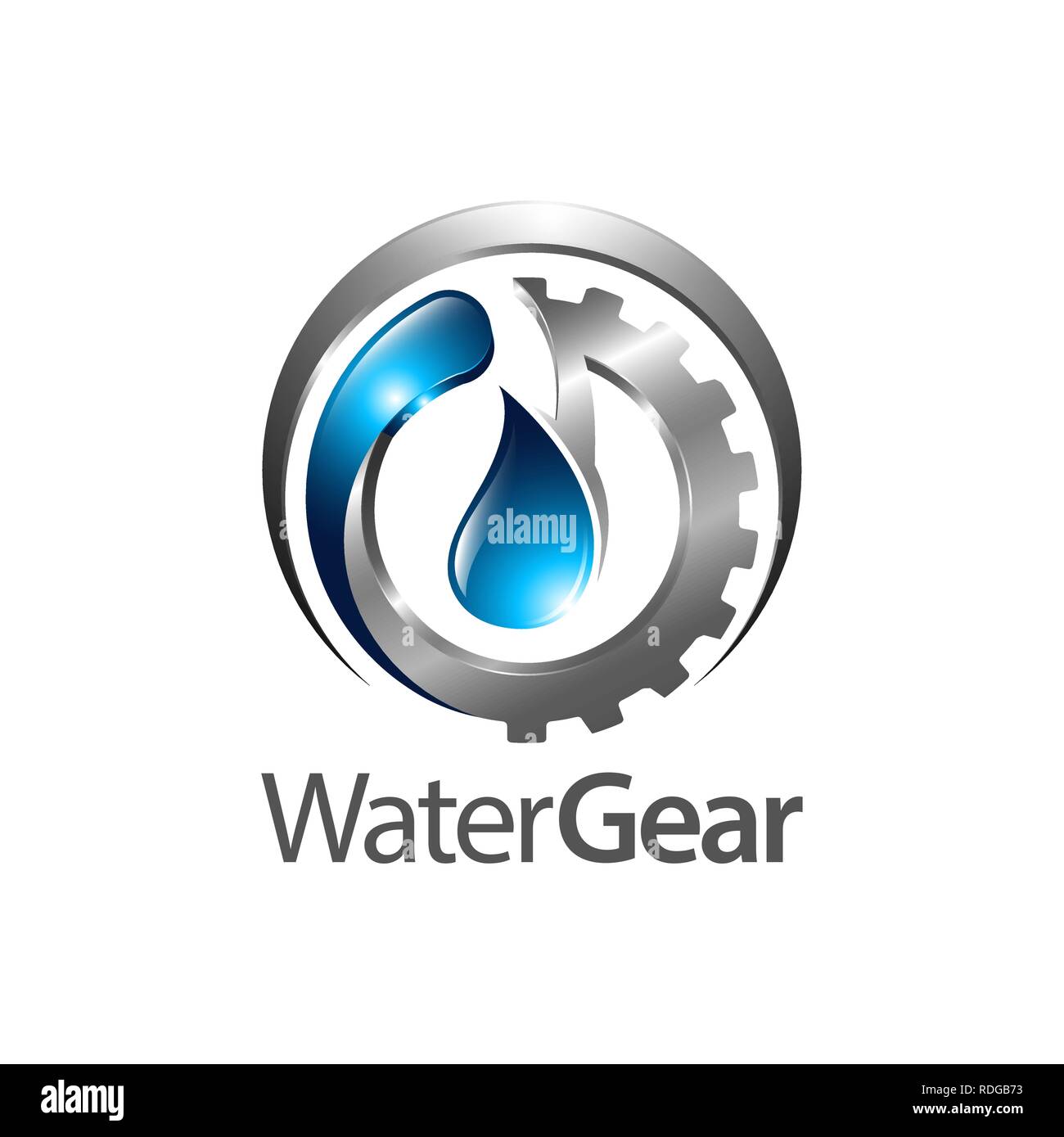 Water gear logo concept design. Three dimensional style. Symbol graphic template element vector Stock Vector