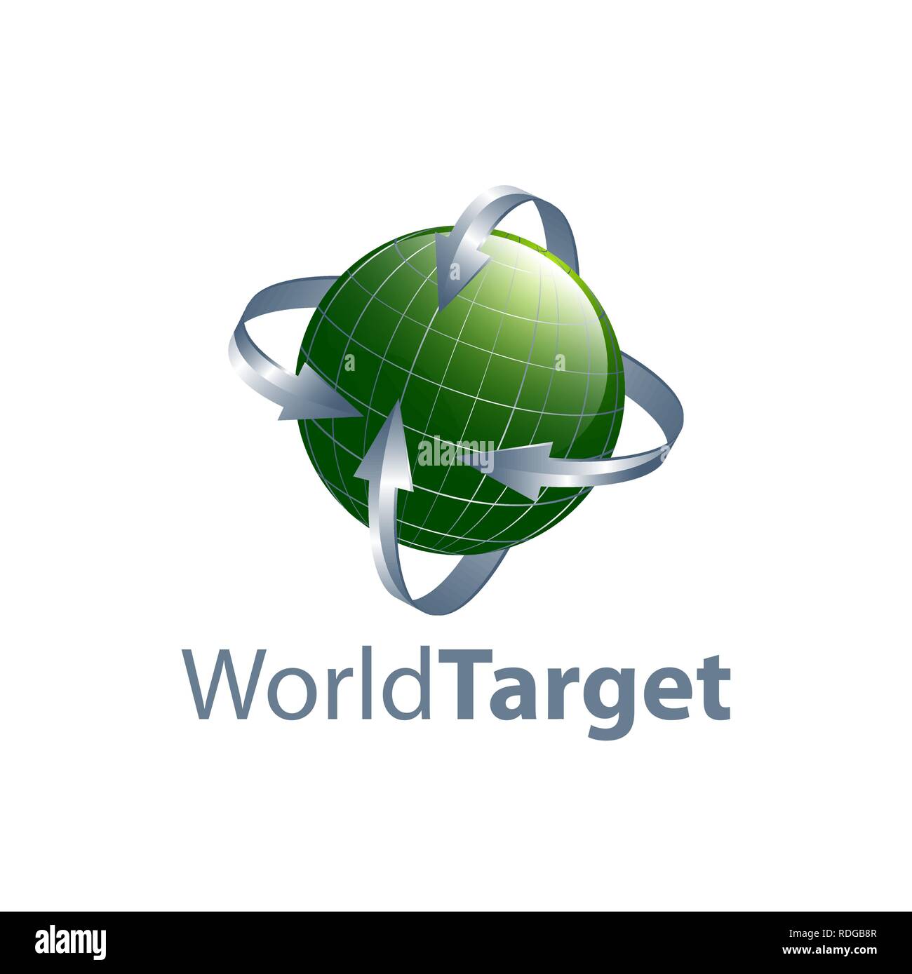 Green world target arrow logo concept design. Symbol graphic template element vector Stock Vector
