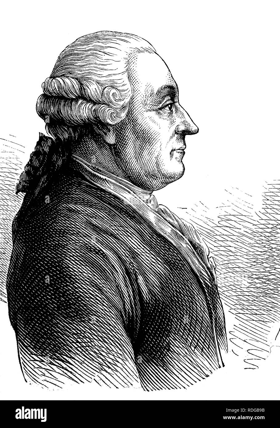 Goethe's father, Johann Caspar Goethe, 1710 - 1782, historical illustration, 1877 Stock Photo