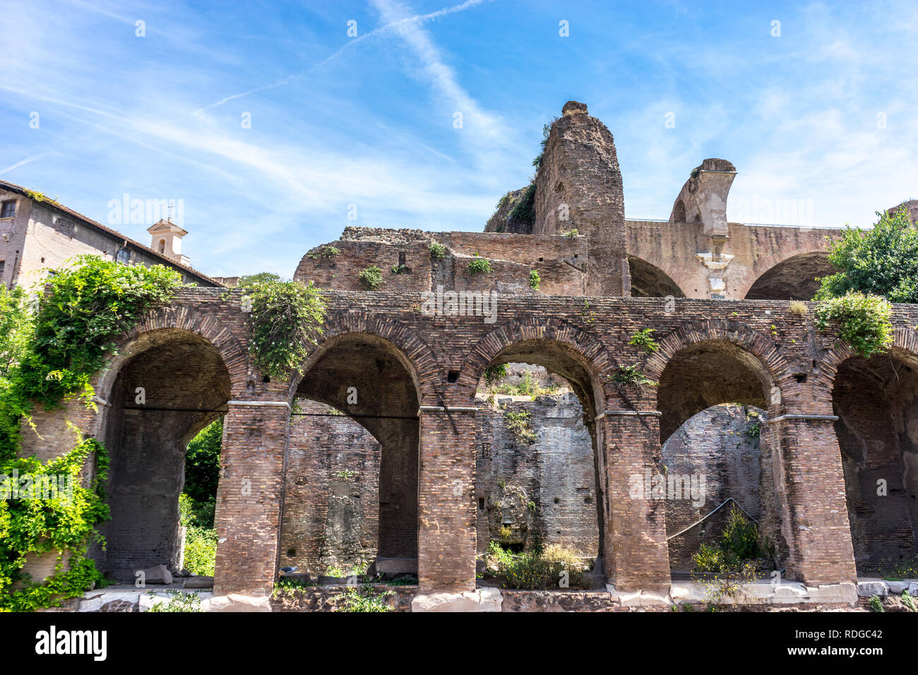 The ancient ruins at the Roman Forum, Palatine hill in Rome Stock Photo ...