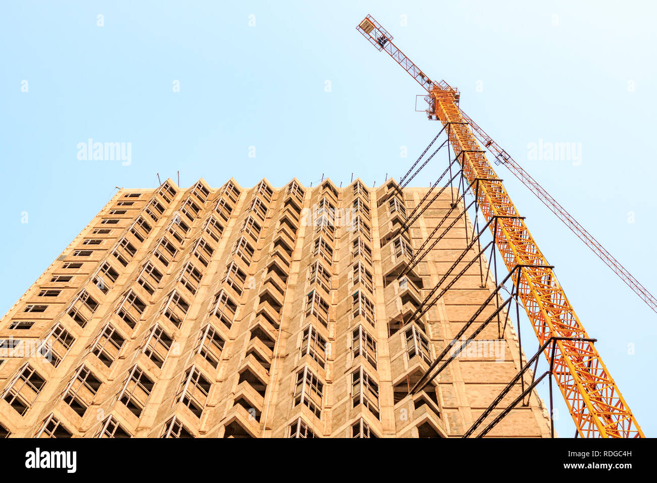 The construction process of a multistory apartment building or hotel ...