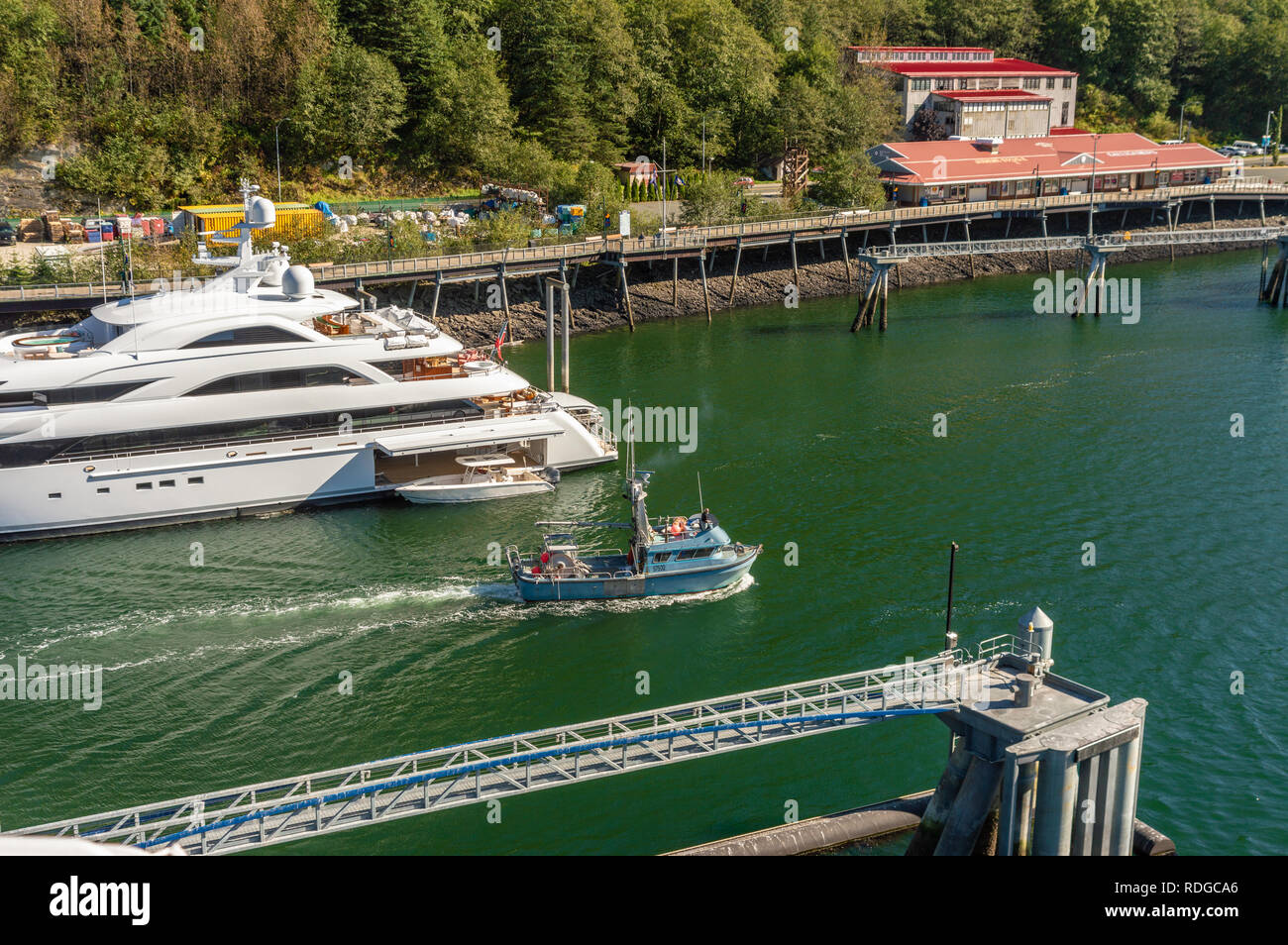 September 14, 2018 Juneau, Alaska Blue painted Alaskan commercial