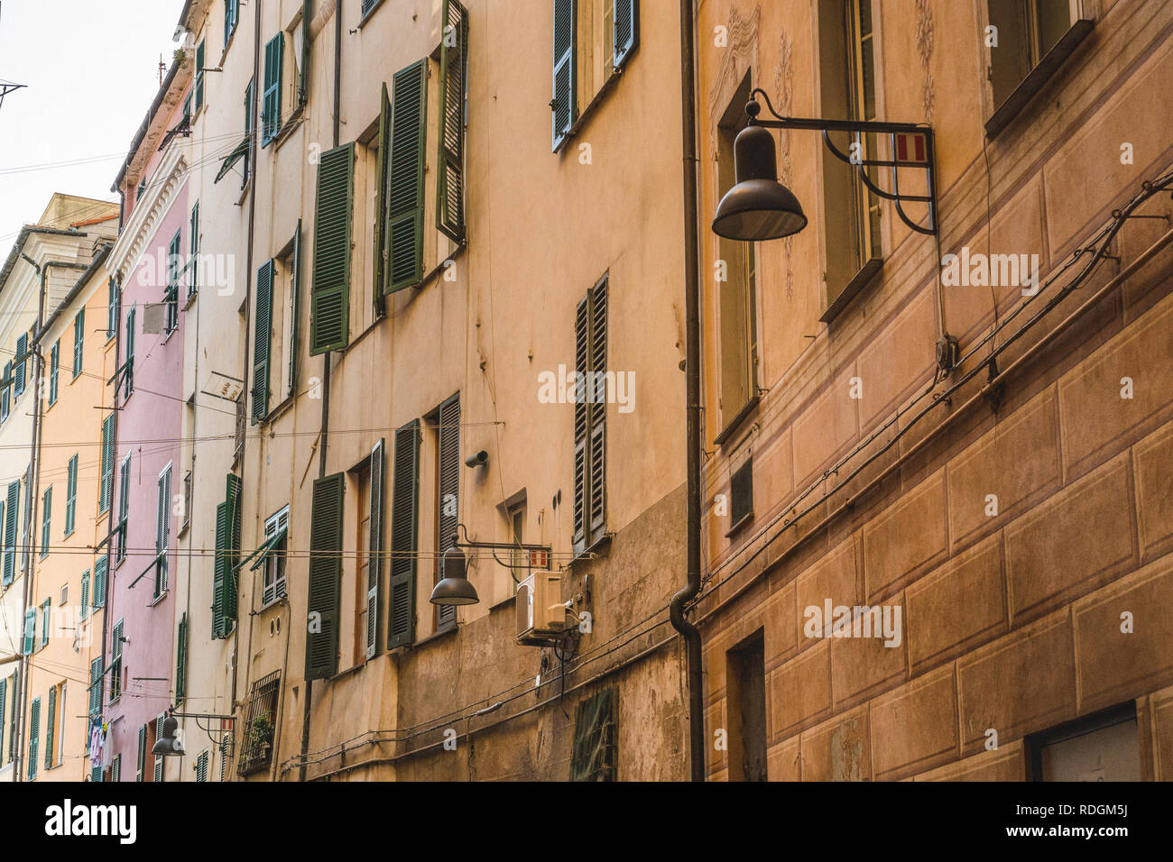 Fassaden in Savona, Riviera di Ponente, Liguria, Italy Stock Photo
