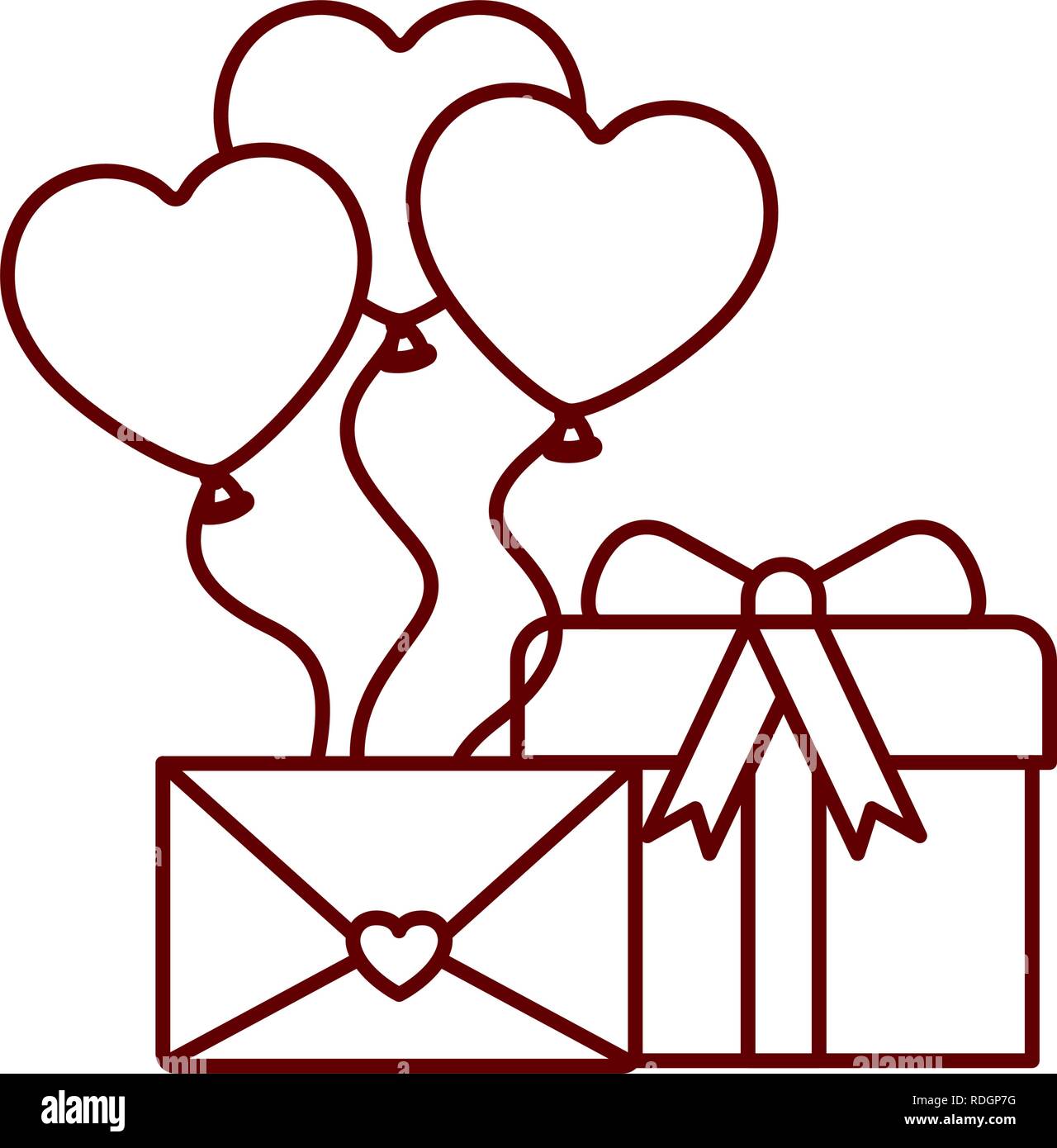 heart balloons with gift box isolated icon Stock Vector Image & Art - Alamy