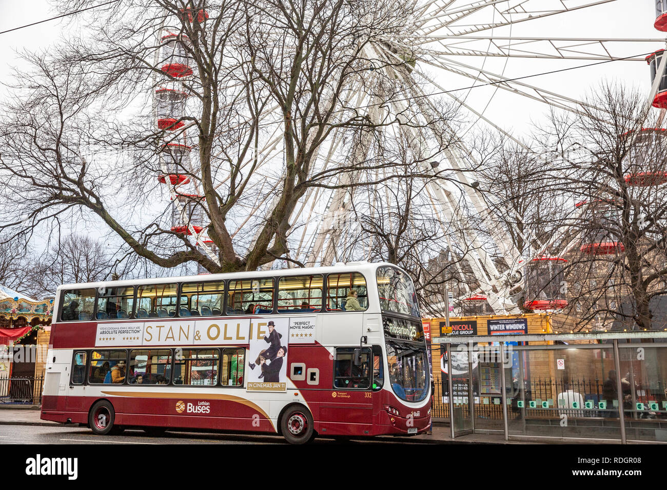 Ferris wheel at the Edinburgh christmas markets in Princes street,Edinburgh,Scotland Stock Photo