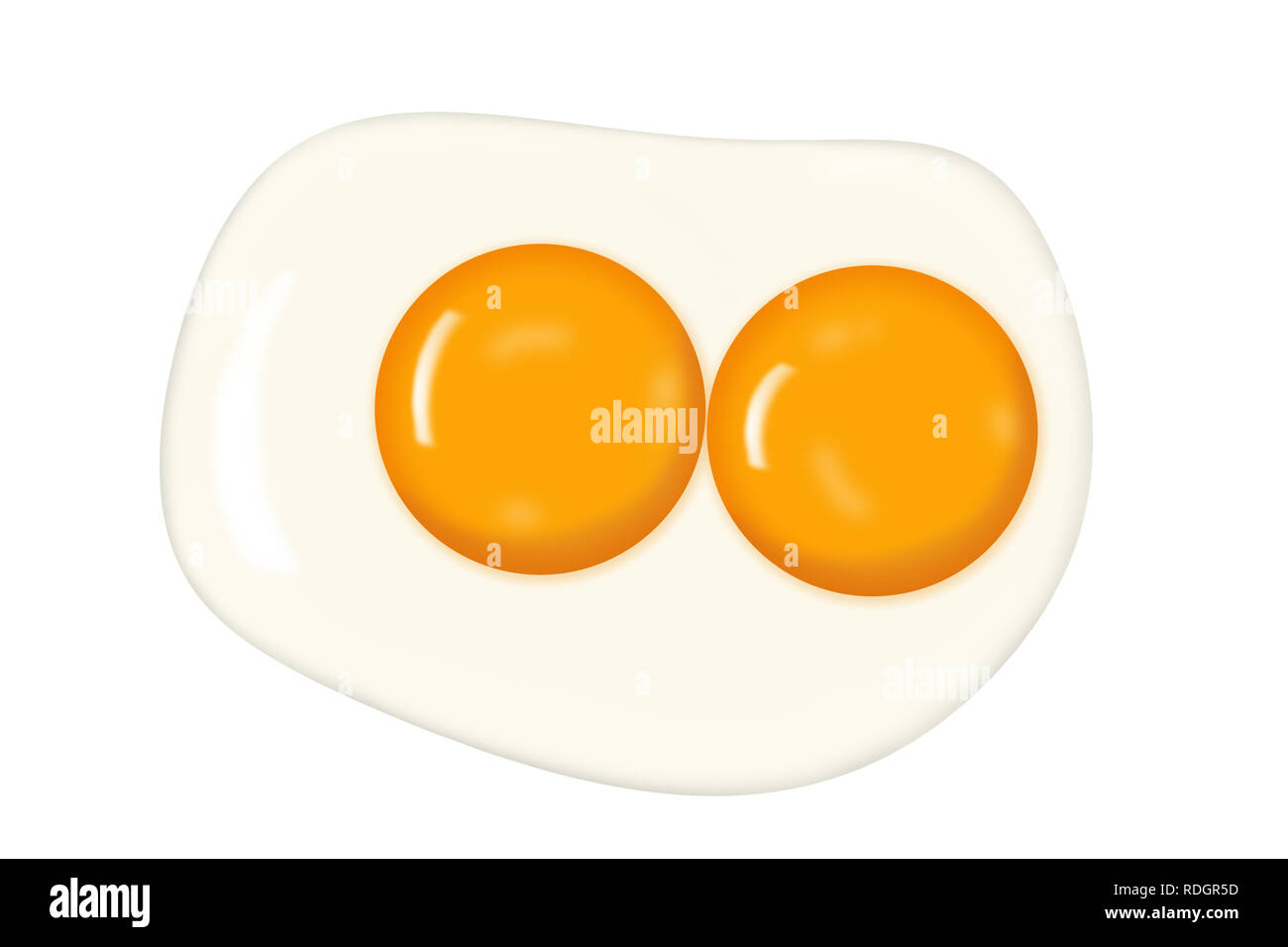 Fried egg with double yolk isolated on white background. Stock Photo