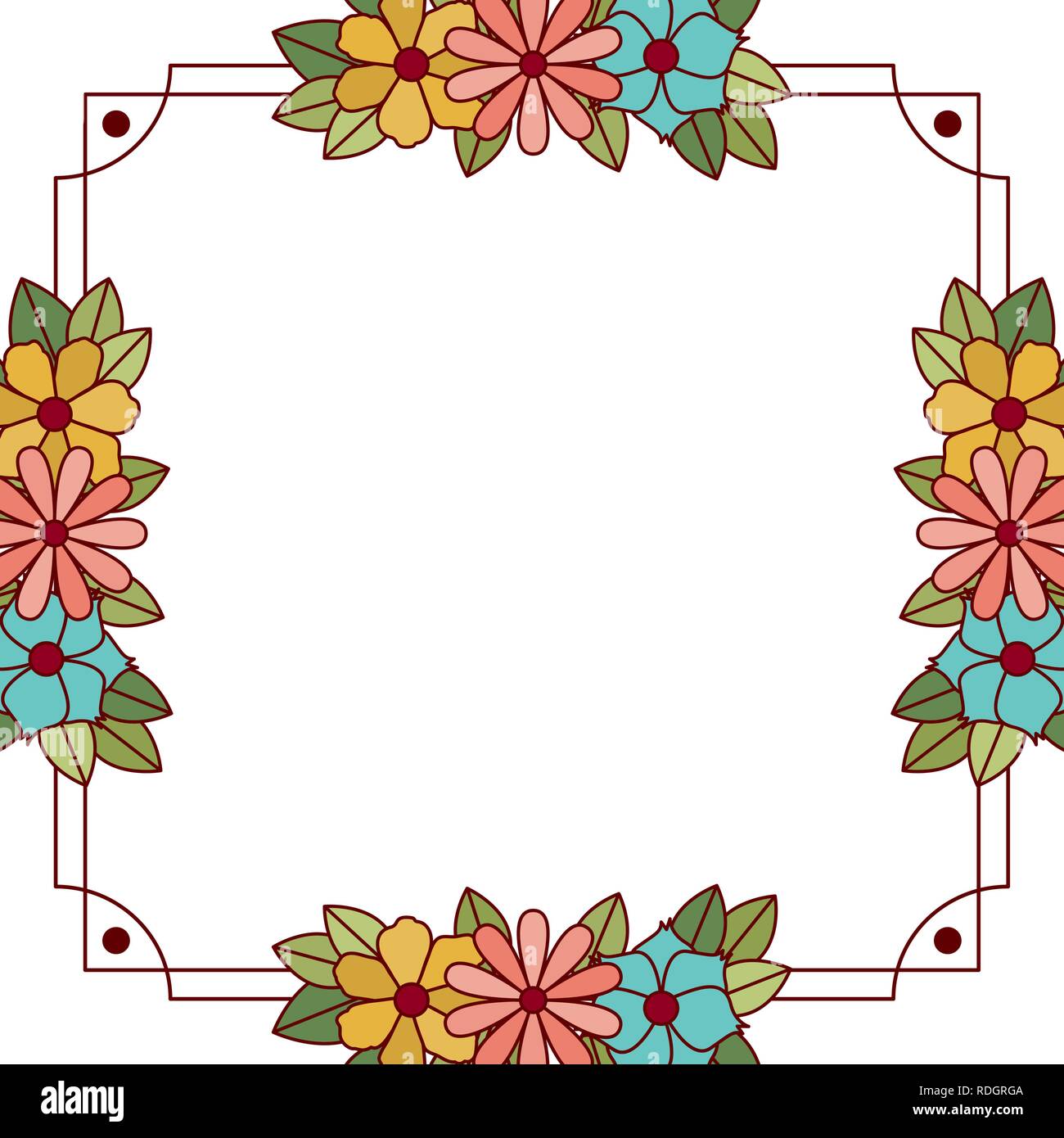 frame with flowers isolated icon Stock Vector Image & Art - Alamy