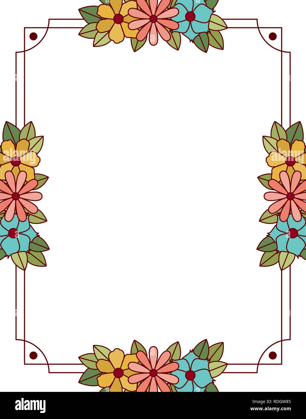 frame with flowers isolated icon Stock Vector Image & Art - Alamy