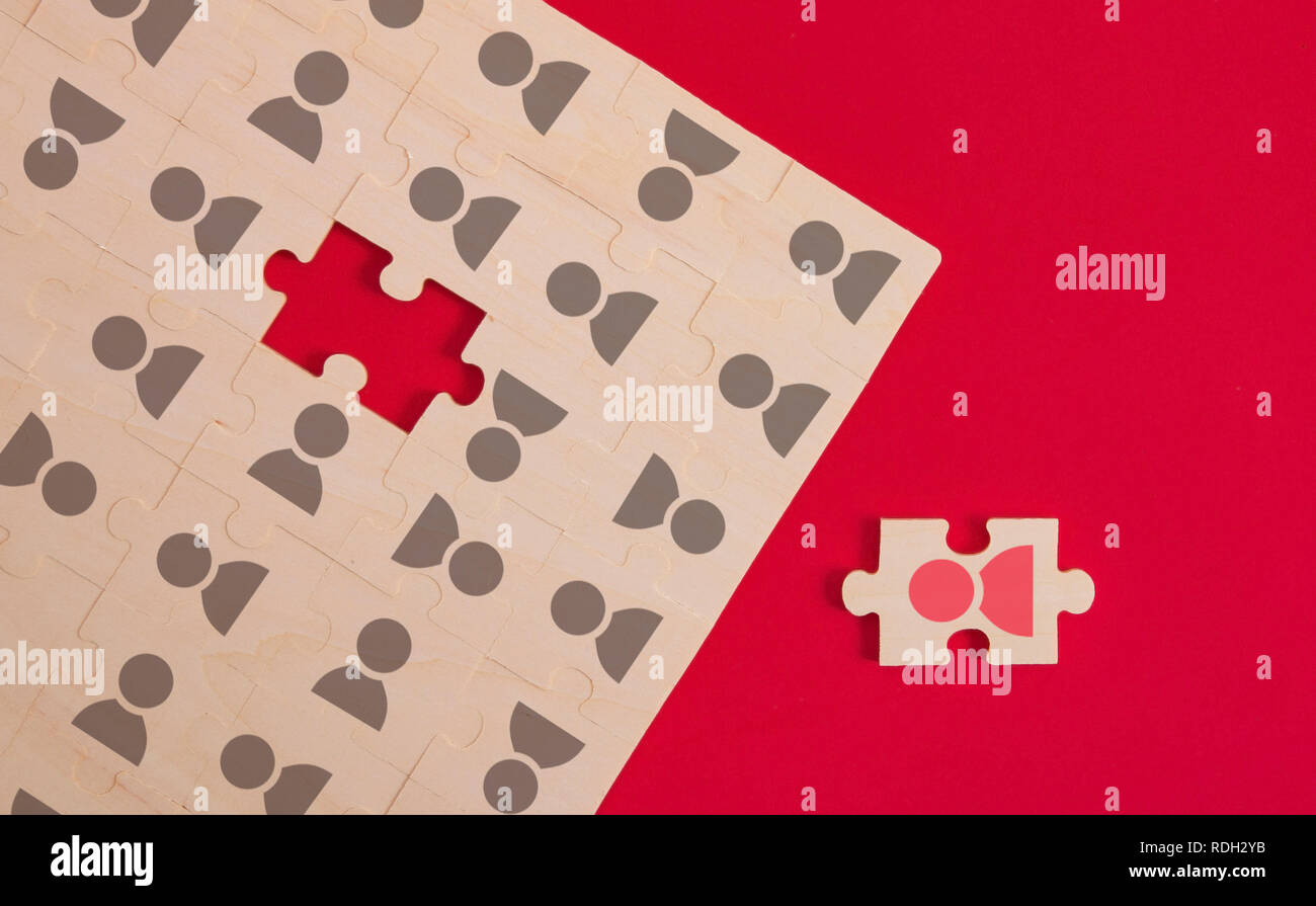 people icon on the puzzle piece.staff concept Stock Photo