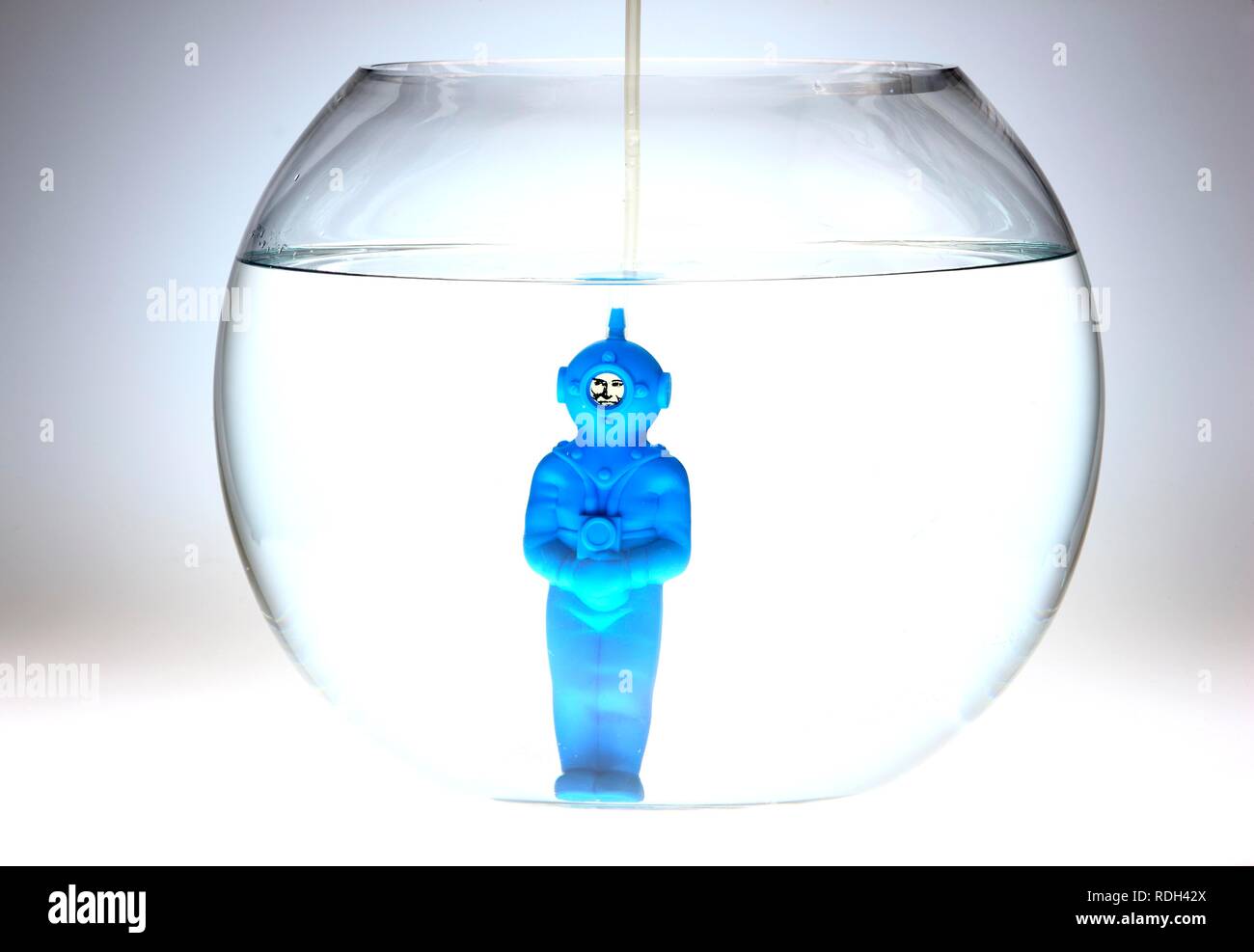 Water toys, DDR cult toys, deep sea diver in a fish bowl, illustration ...