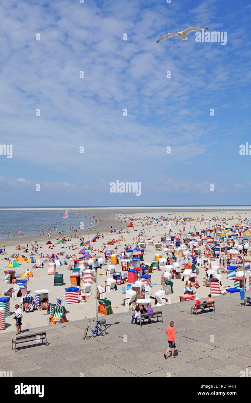 Main beach on Borkum Island, an East Frisian Island, Eastern Friesland, Lower Saxony Stock Photo