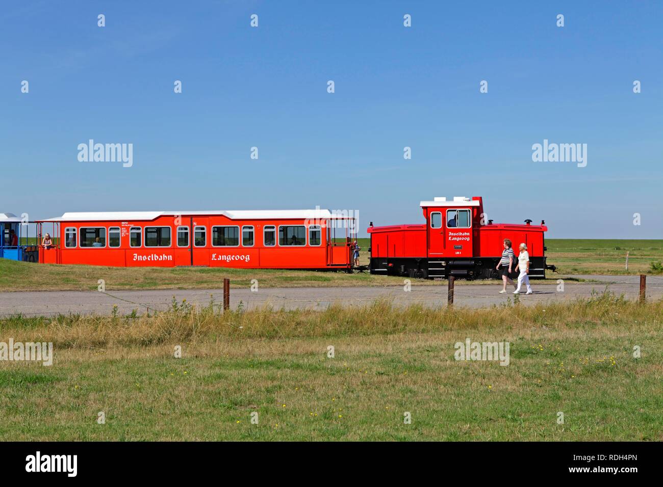 Island train, Langeoog, East Frisian Island, East Frisia, Lower Saxony Stock Photo