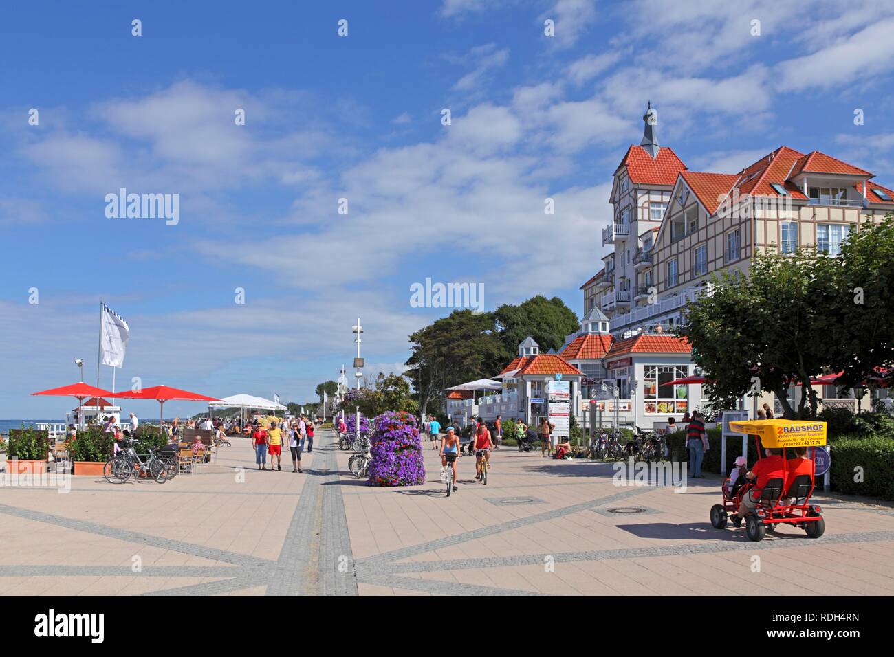 Promenade, Kuehlungsborn-West, Baltic coast, Mecklenburg-Western Pomerania Stock Photo