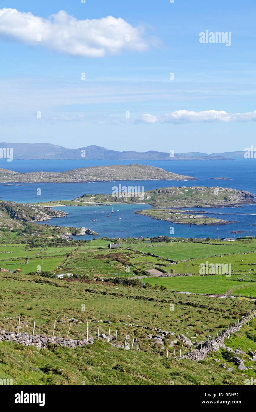 View of Ballinskelligs Bay, Ring of Kerry, Ireland, Europe Stock Photo