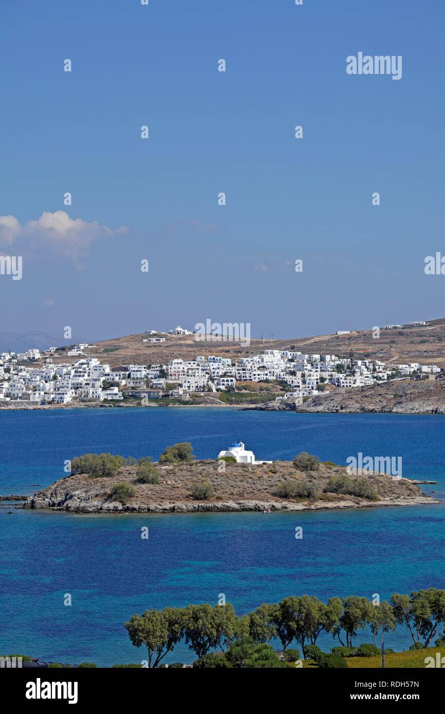 Island in Kolymbithres Bay, Paros island, Cyclades, Aegean Sea, Greece, Europe Stock Photo