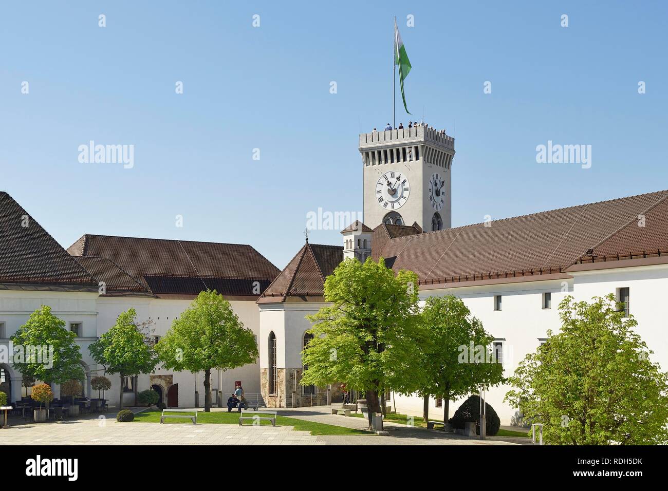 Courtyard Medieval Castle, Ljubljana, Slovenia Stock Photo