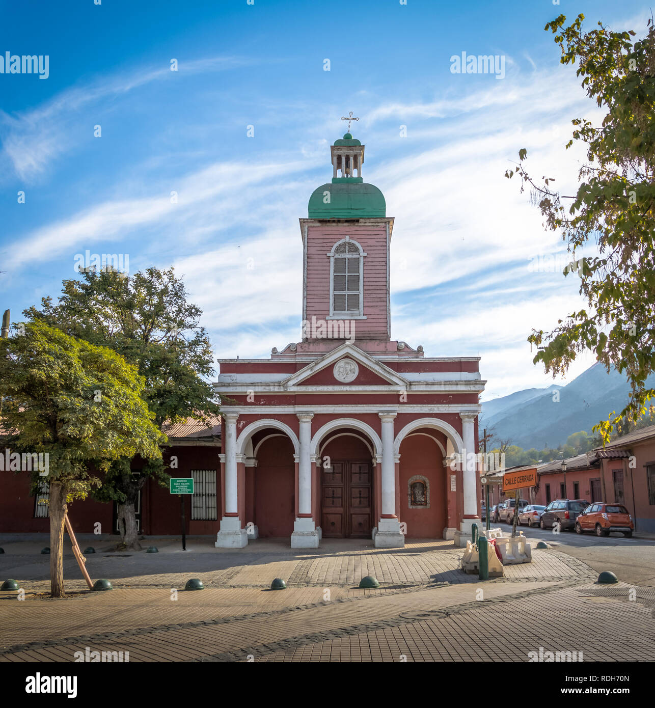 Church in San Jose de Maipo town at Cajon del Maipo - Chile Stock Photo