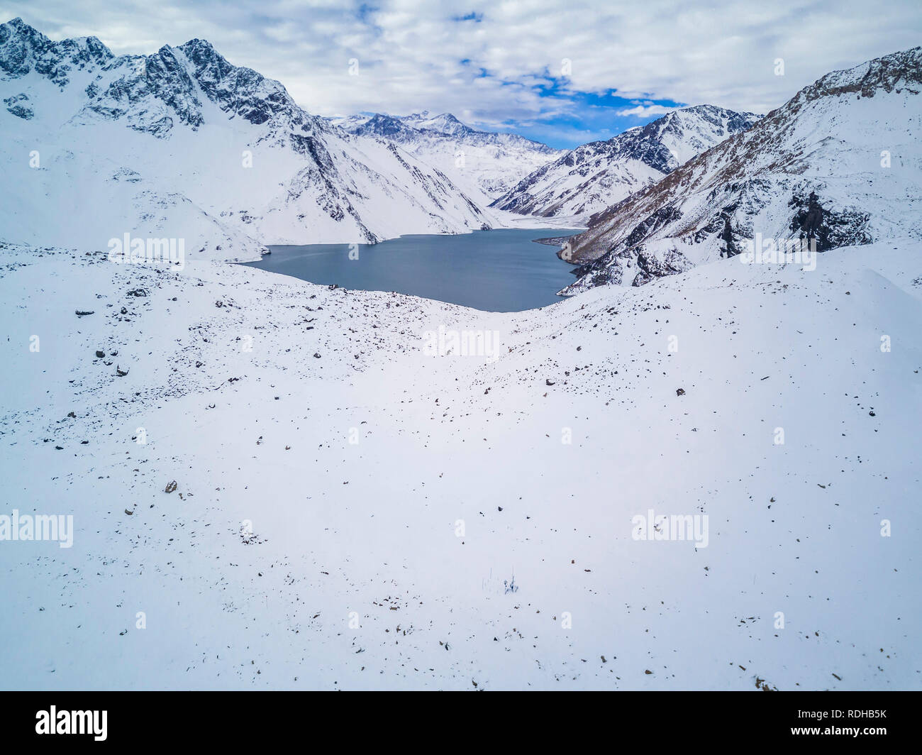 Aerial view, Andes valleys at central Chile at Cajon del Maipo