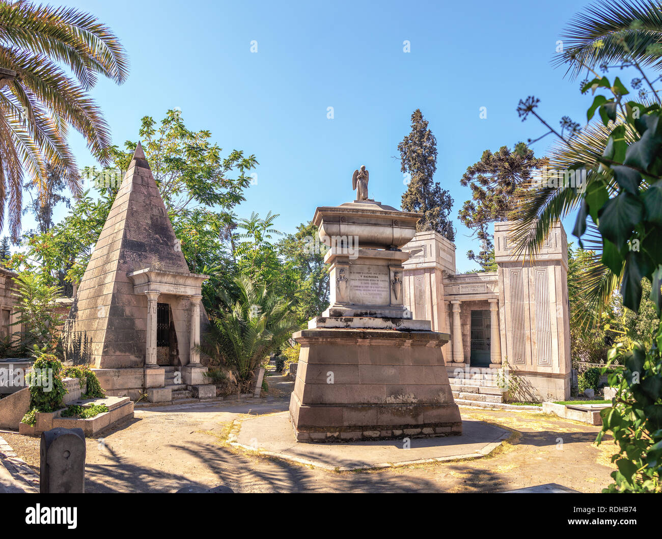 Egyptian style Tomb at Santiago Cemetery - Santiago, Chile Stock Photo