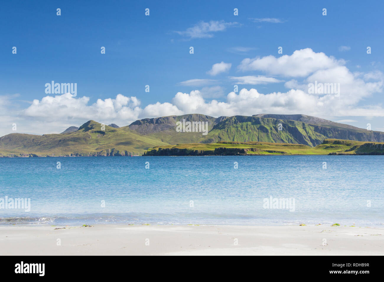 Isle of Canna in Scotland is the westernmost of the Small Isles archipelago, in the Scottish Inner Hebrides Stock Photo
