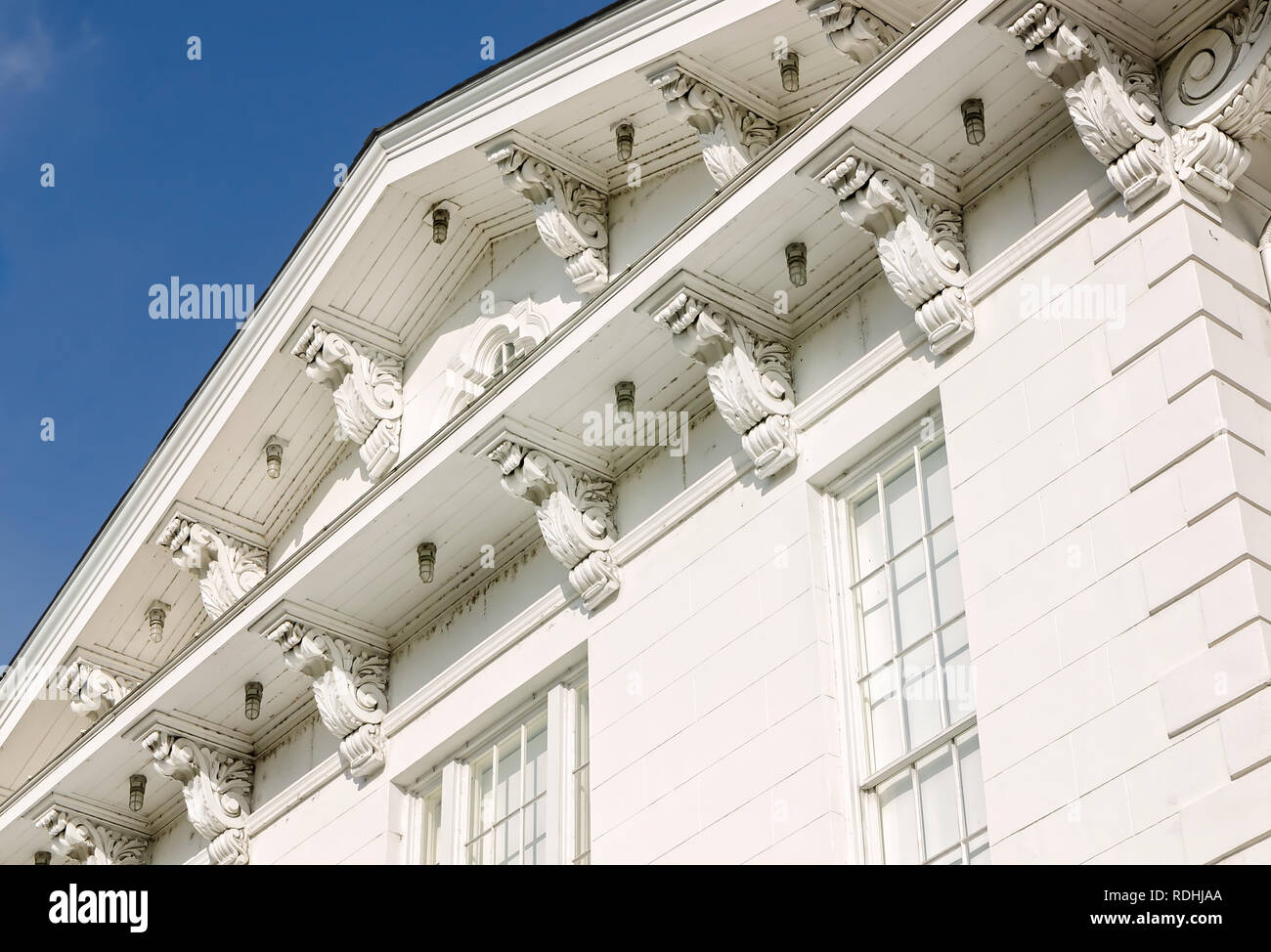 The roof detail of the History Museum of Mobile is shown, Dec. 23, 2018, in Mobile, Alabama. Stock Photo