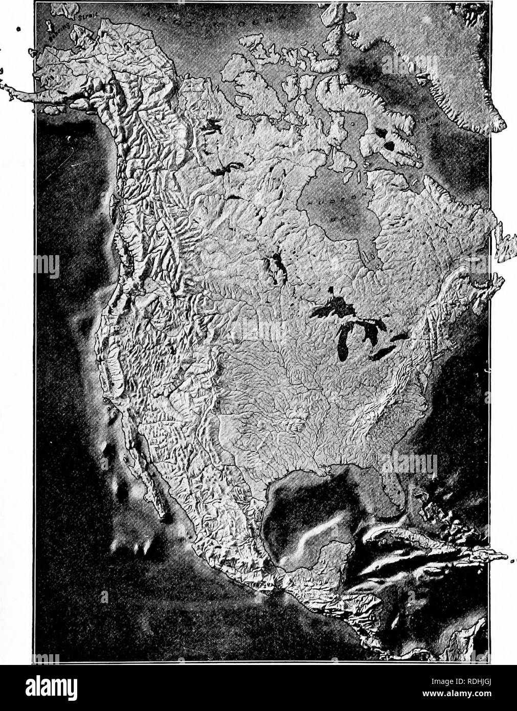 . Dry-farming; a system of agriculture for countries under a low rainfall. Dry farming. Fio. 13. Physical features of the dry-farm territory of the United States. Note the great variation of conditions. (After Tarr.). Please note that these images are extracted from scanned page images that may have been digitally enhanced for readability - coloration and appearance of these illustrations may not perfectly resemble the original work.. Widtsoe, John Andreas, 1872-1952. New York, The Macmillan company Stock Photo