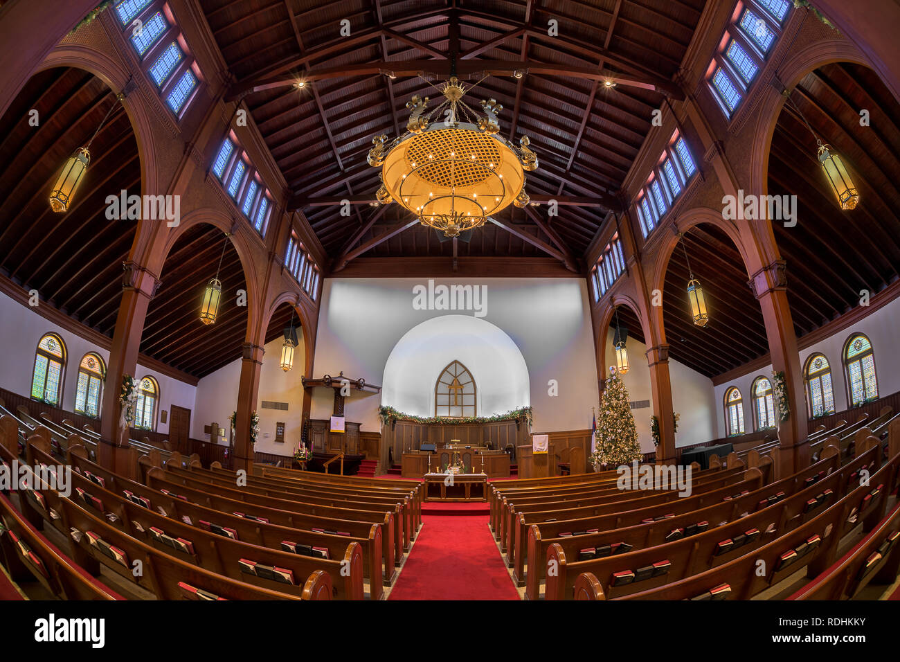 Interior and nave of the historic Grace United Methodist Church (opened