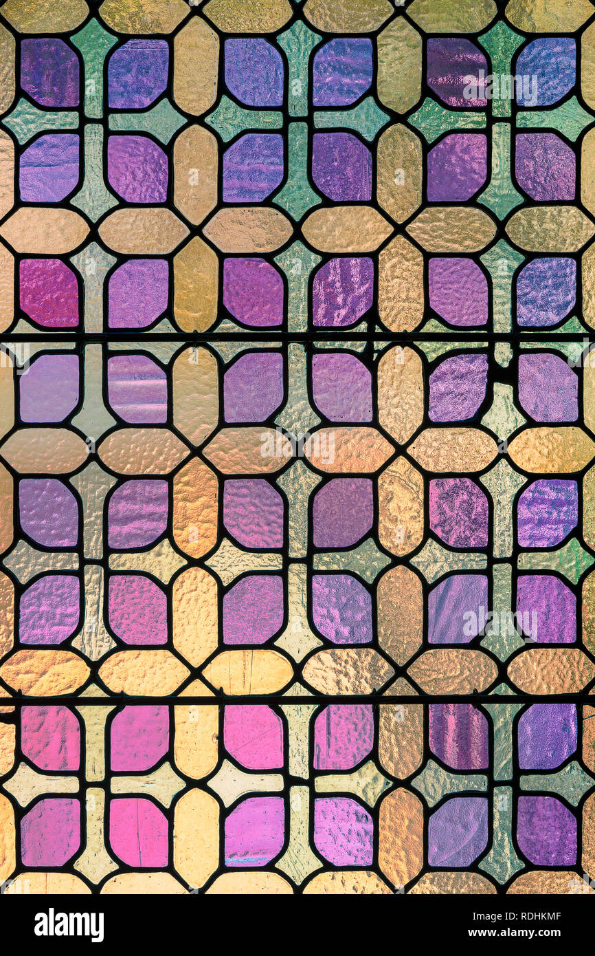 Stained glass window inside the Grace United Methodist Church (opened