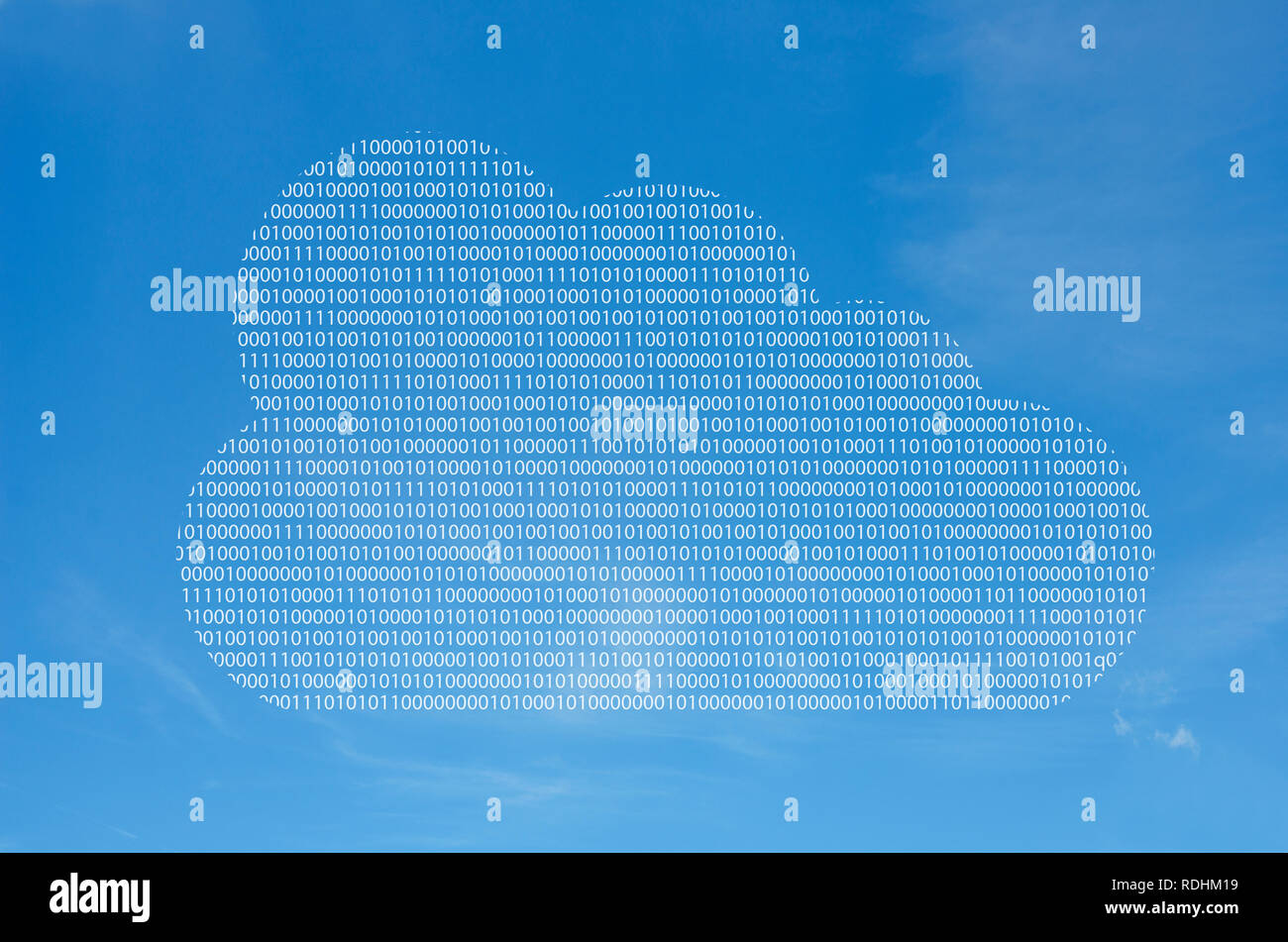 Cloud Computing in Code Against a Blue Sky Stock Photo