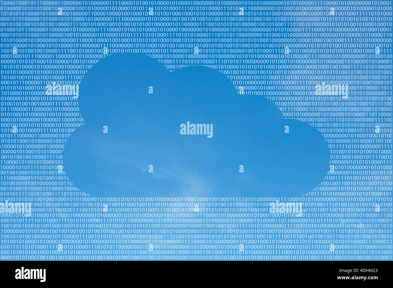Cloud Computing in Code Against a Blue Sky Stock Photo