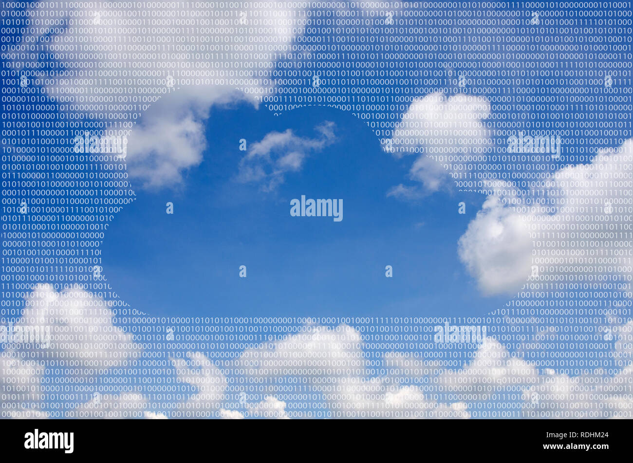 Cloud Computing in Code Against a Blue Sky Stock Photo