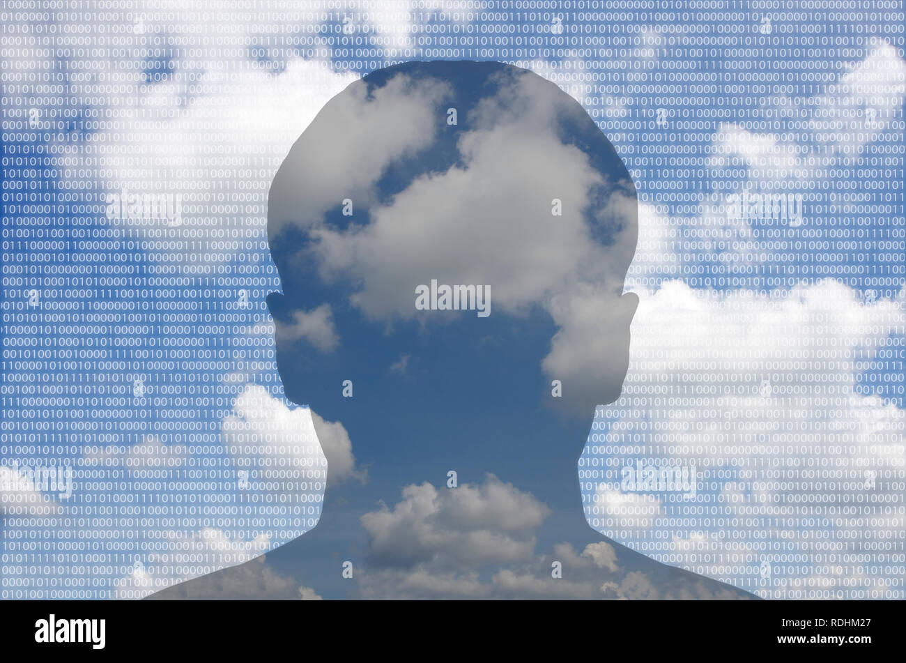 Cloud Computing in Code Against a Blue Sky Stock Photo