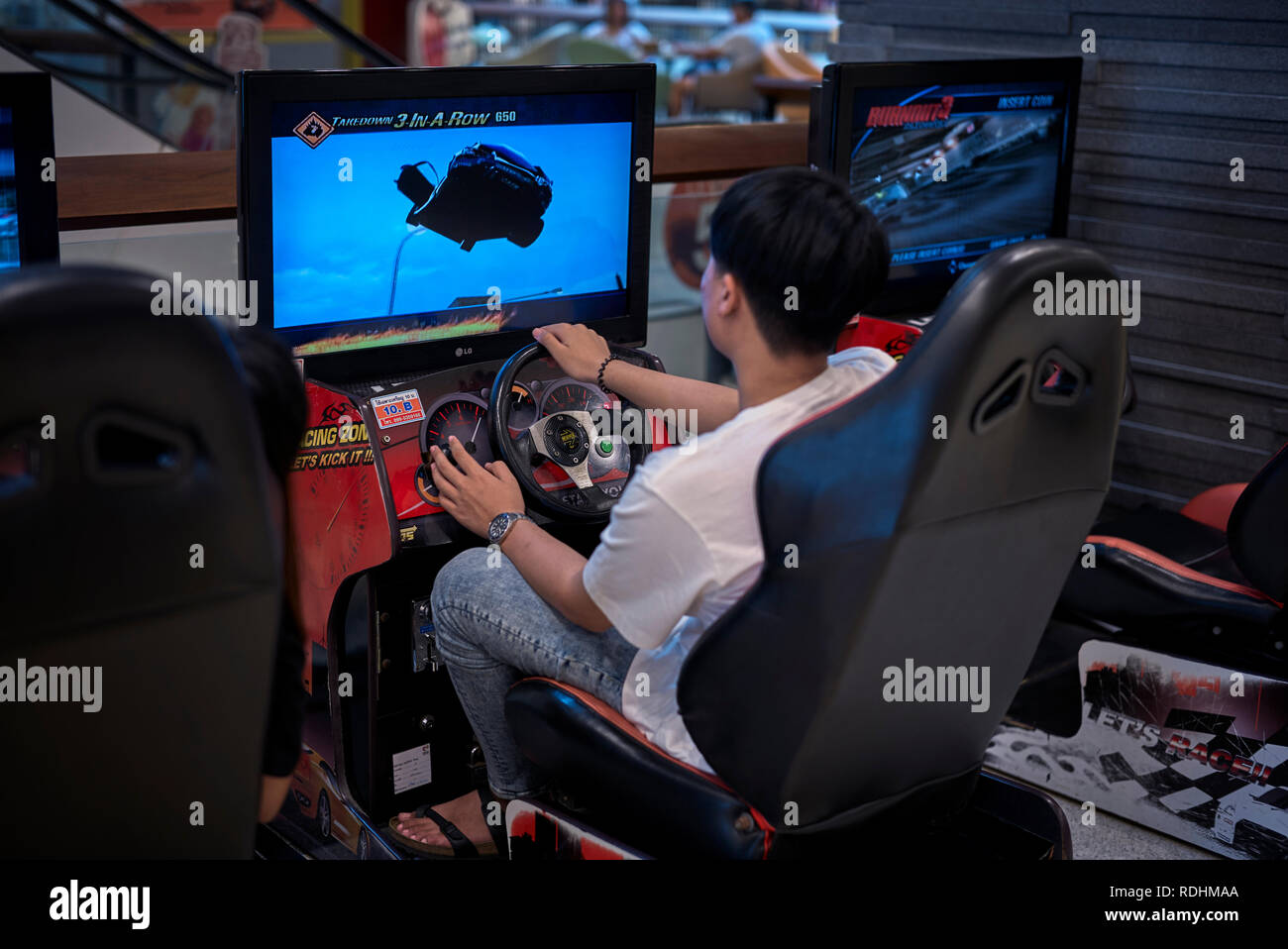 Virtual Reality game. Car Race Stock Photo - Alamy