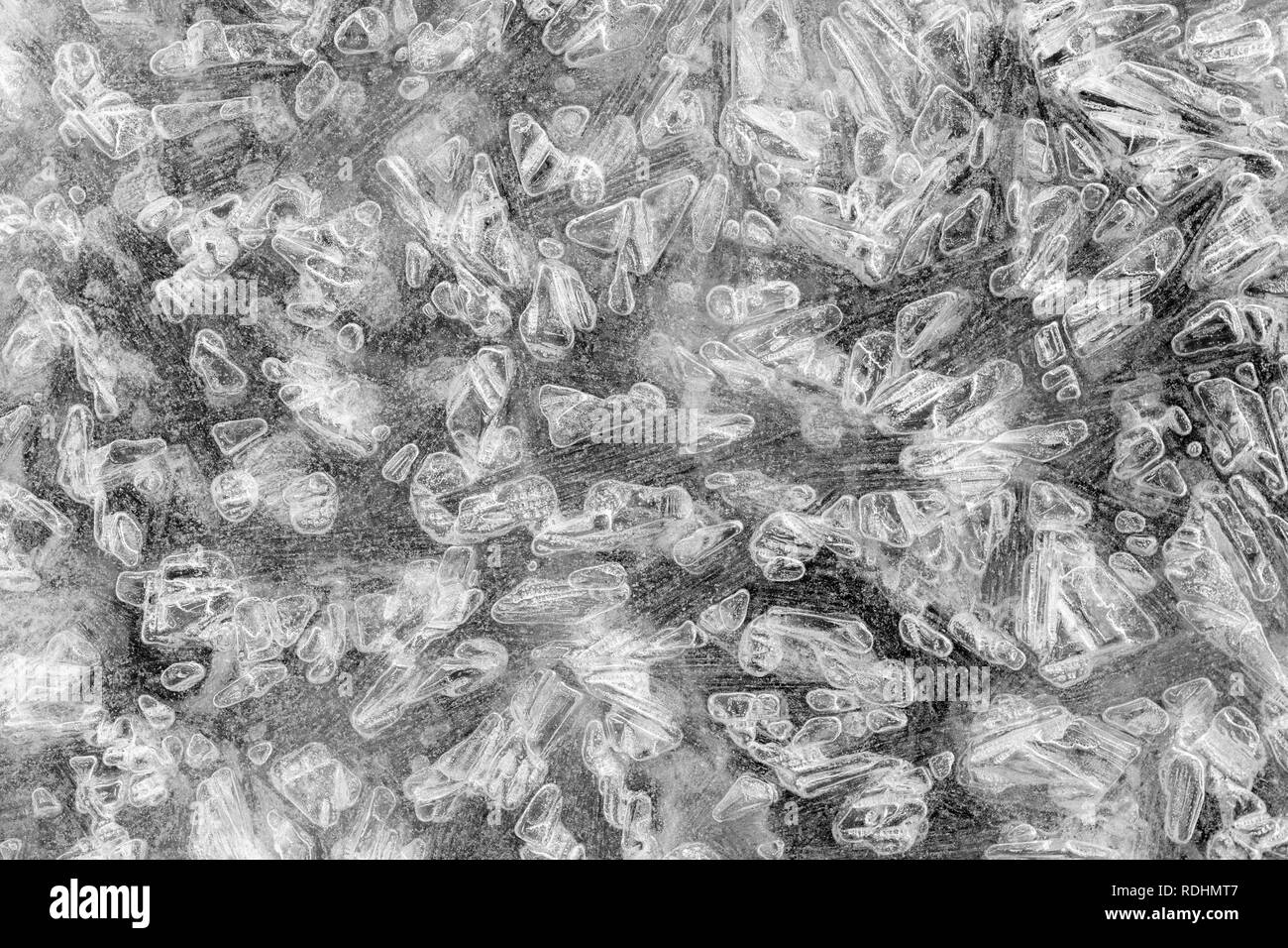 The Netherlands, Naarden. Close-ups of ice shapes. Winter. Frost. Stock Photo