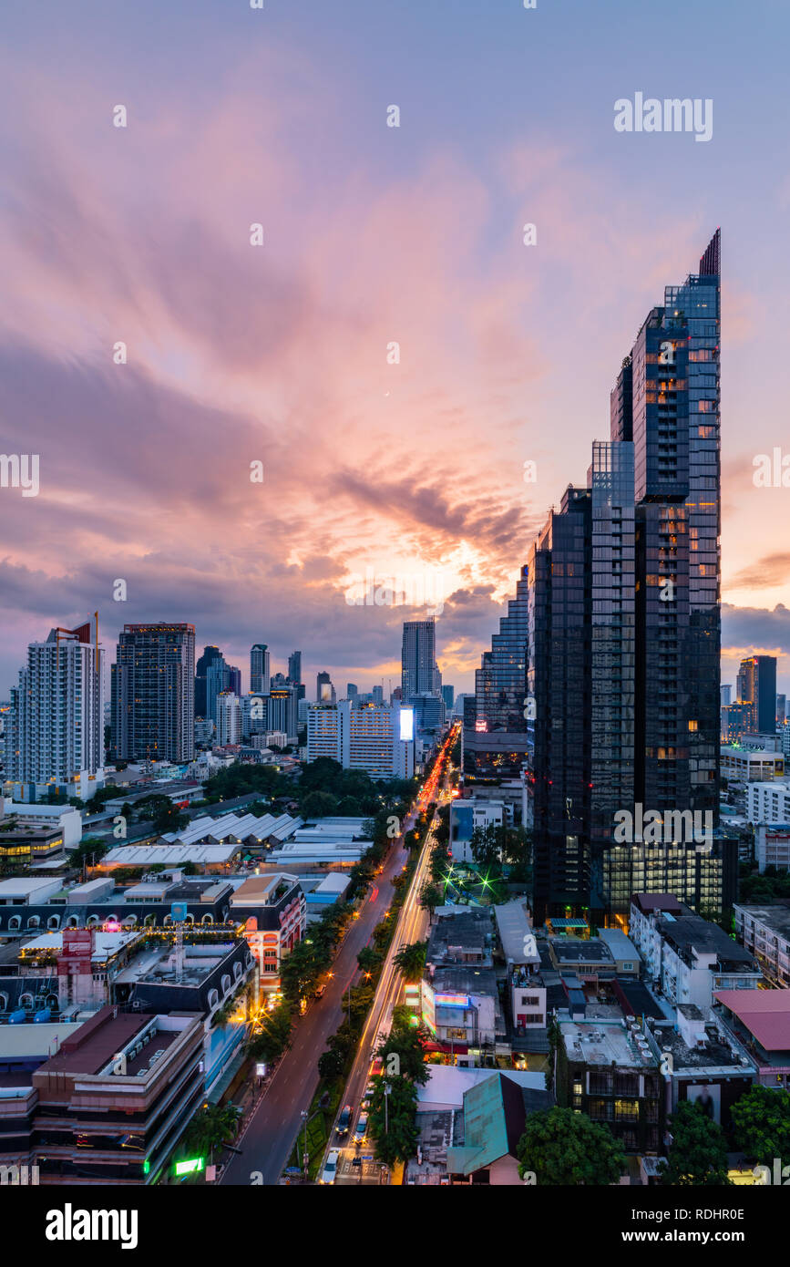 Cityscape of Bangkok, capital of Thailand during twilight Stock Photo