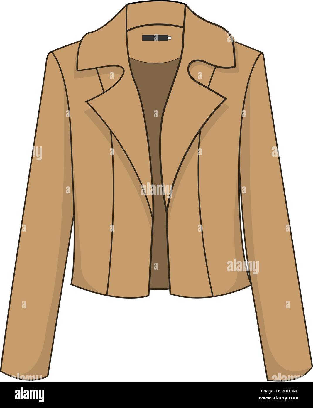 Elegant and stylish classic brown blazer/jacket. Isolated on white background. Office wear, modern, casual fashion. Vector illustration, EPS10. Stock Vector
