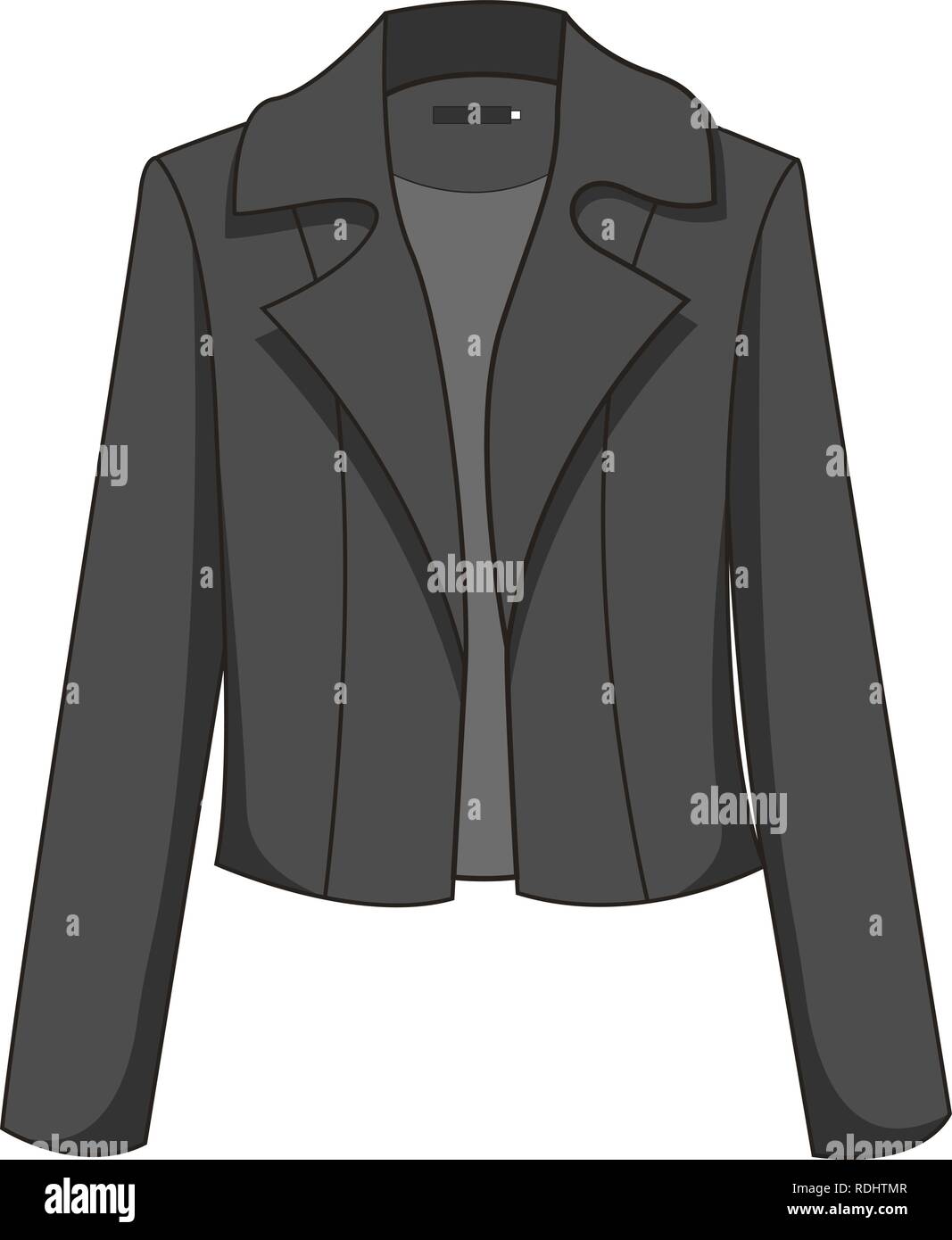 Elegant and stylish classic black/dark gray blazer/jacket. Isolated on white background. Office wear, modern, casual fashion. Vector illustration, EPS Stock Vector