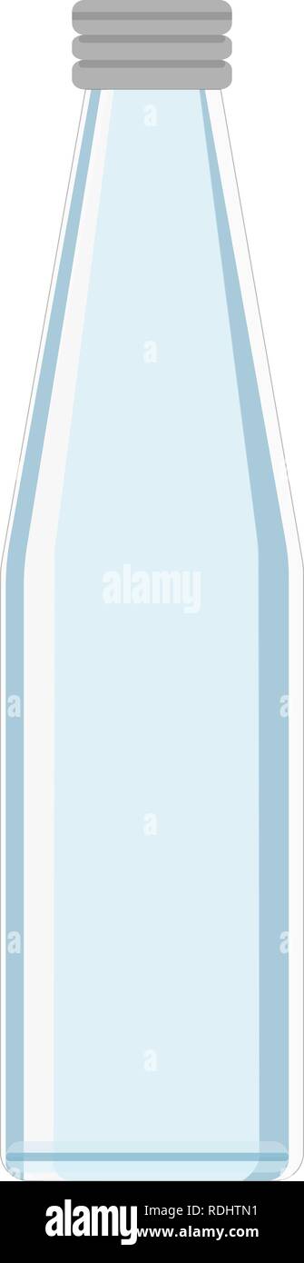 Blue transparent glass bottle for milk, juice or water ready for your design. Vector illustration, EPS10. Stock Vector