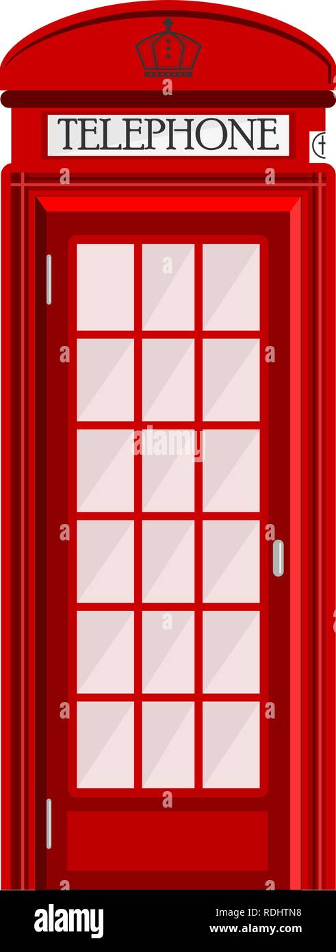 Street phone booth isolated on white background. Typical telephone box. Vector illustration, EPS10. Stock Vector
