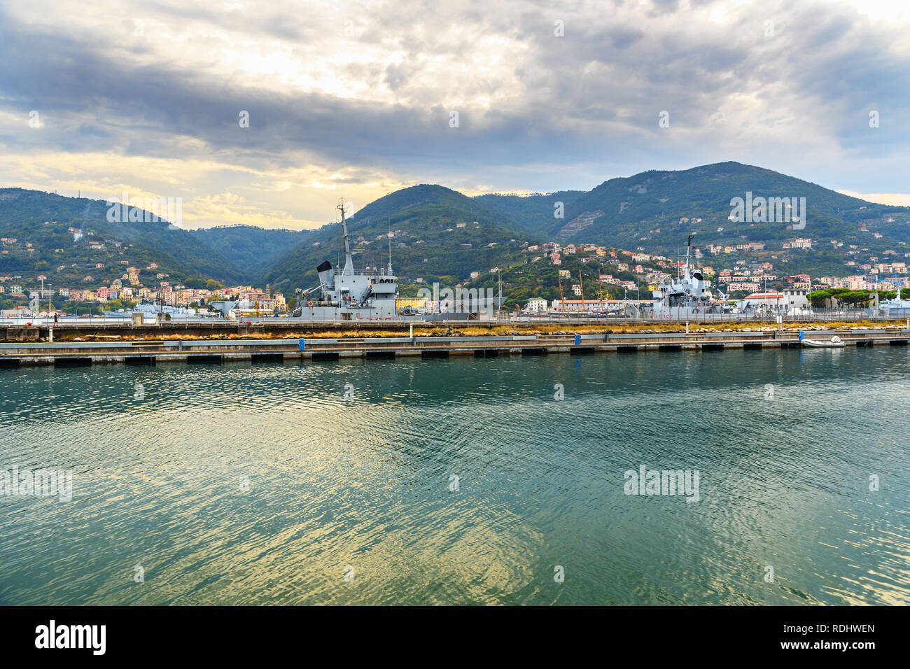 La Spezia, Italy October 10, 2018 Porta Marola naval base in La Spezia, Liguria Stock Photo La Spezia, Italy October 10, 2018 Porta Marola naval base in La Spezia, Liguria Stock Photo