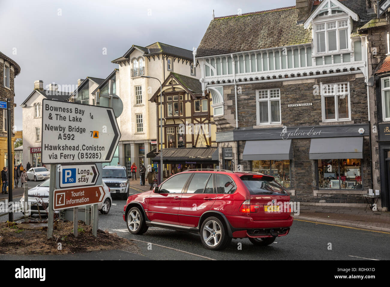 Bowness on Windermere town centre and shops,Lake District,Cumbria,England Stock Photo