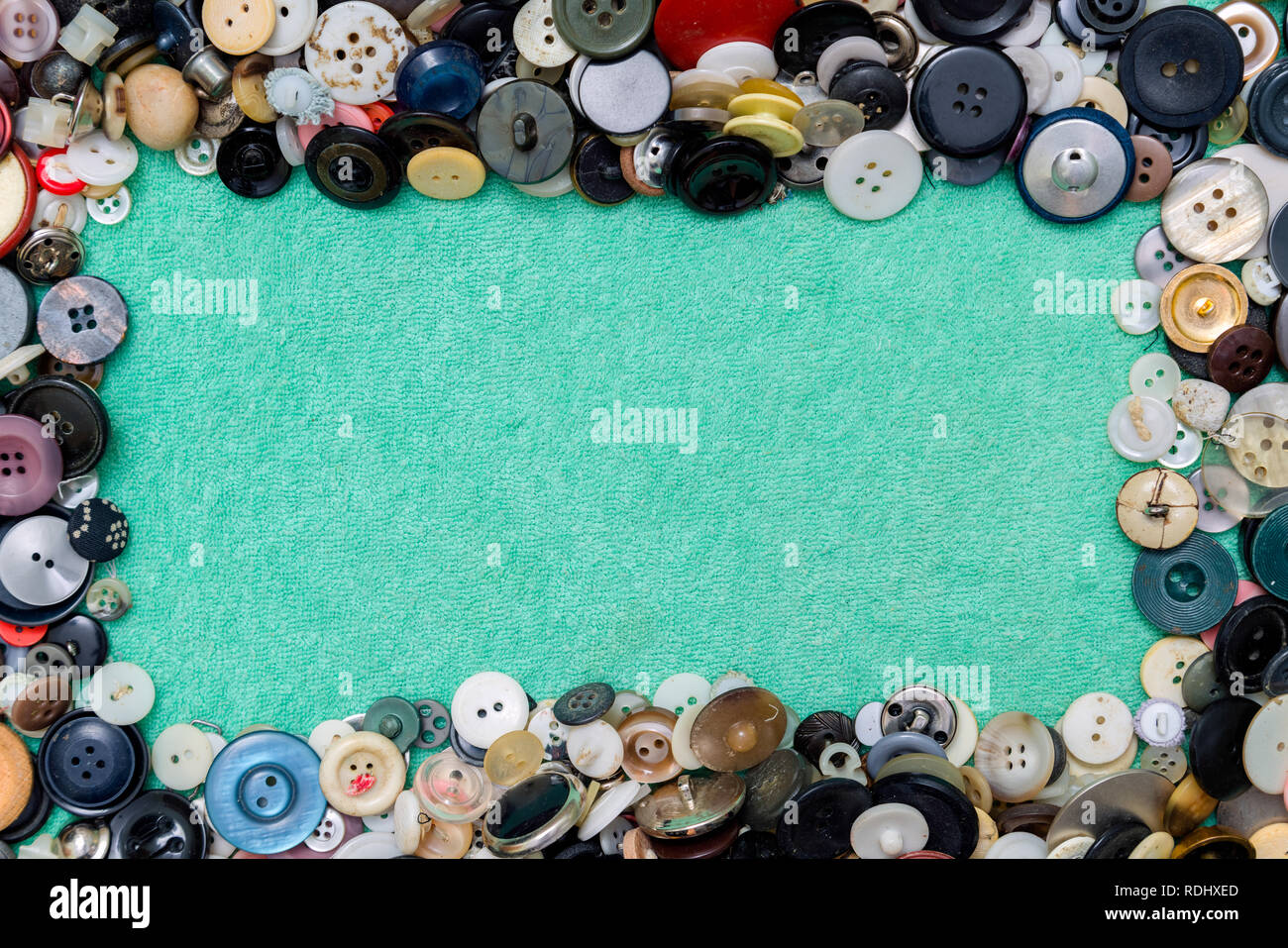 button background still life with space for type, sewing, crafts, Stock Photo