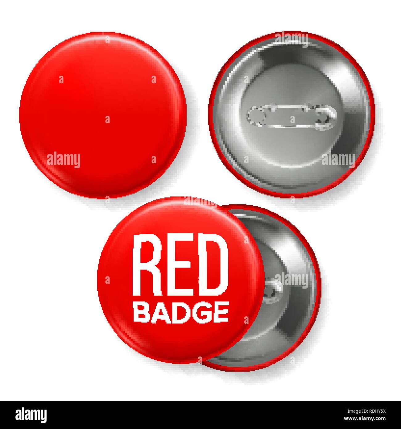 Download Red Badge Mockup Vector Pin Brooch Red Button Blank Two Sides Front Back View Branding Design 3d Realistic Illustration Stock Vector Image Art Alamy