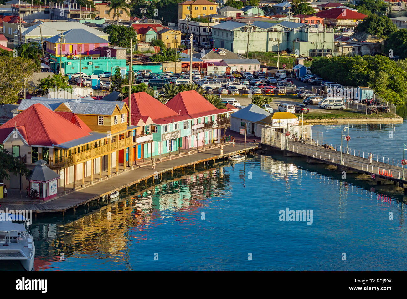 Down town St John's, Antigua, in the Leeward Islands of the Caribbean Stock Photo