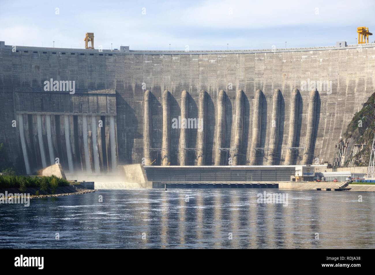 Dam of the SayanoShushenskaya hydro power plant on the Yenisei river