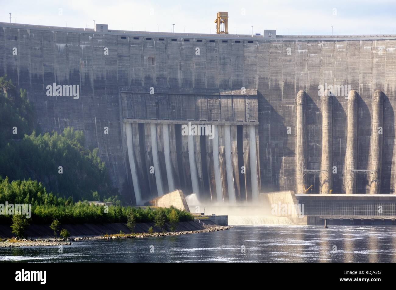 Dam of the SayanoShushenskaya hydro power plant on the Yenisei river