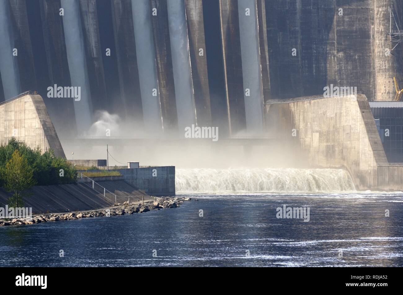 Dam of the SayanoShushenskaya hydro power plant on the Yenisei river