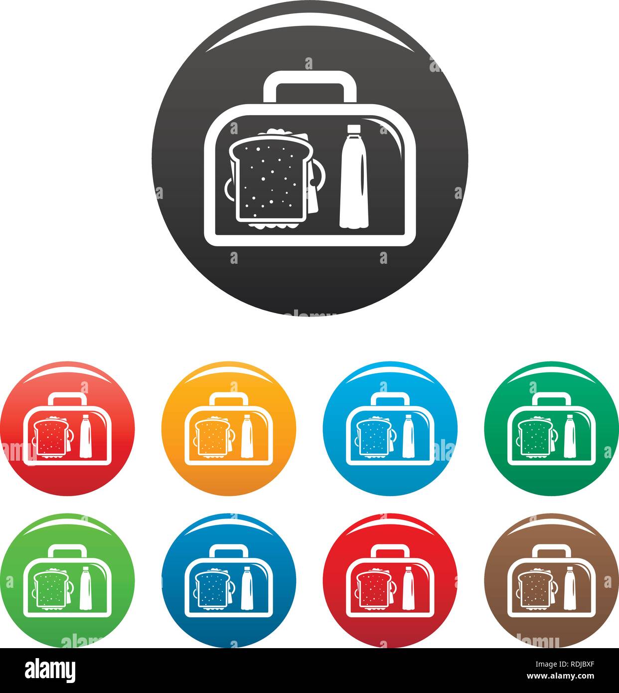 Lunch sandwich box icons set 9 color vector isolated on white for any ...