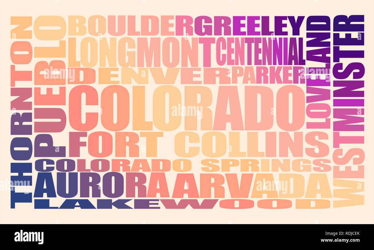Colorado state cities Stock Vector